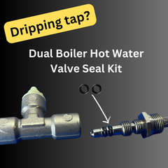 Hot Water Valve Seal Kit artwork showing the valve and two replacement O-rings.